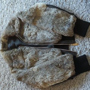 Fur coat, brown grey